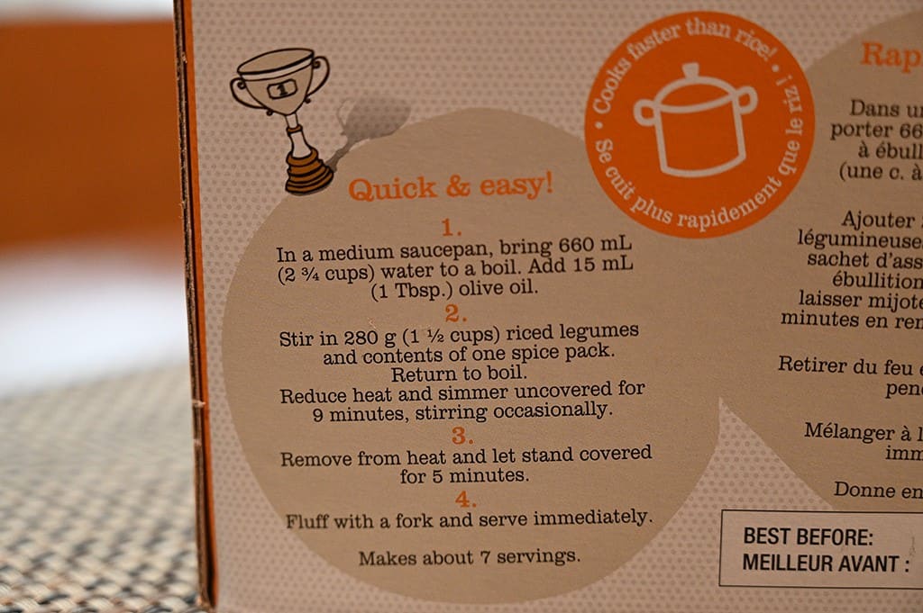 Costco Pedon More Than Rice Riced Chickpea & Lentils Cooking Instructions