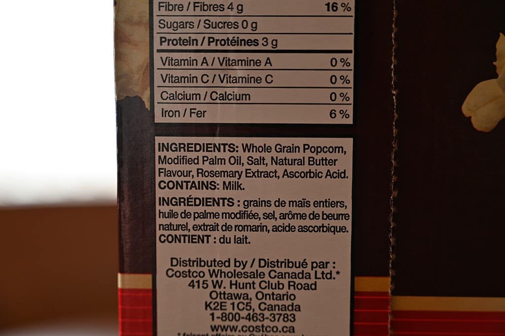 Costco Kirkland Signature Microwave Popcorn Ingredients