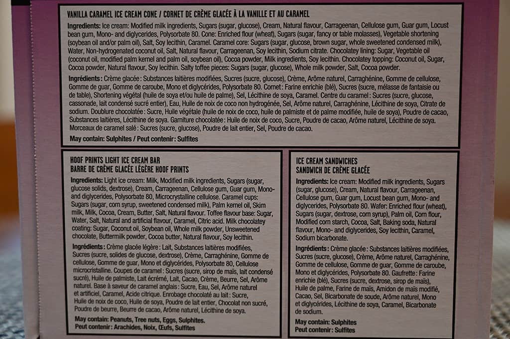 Costco Traditions Variety Ice Cream Pack Ingredients