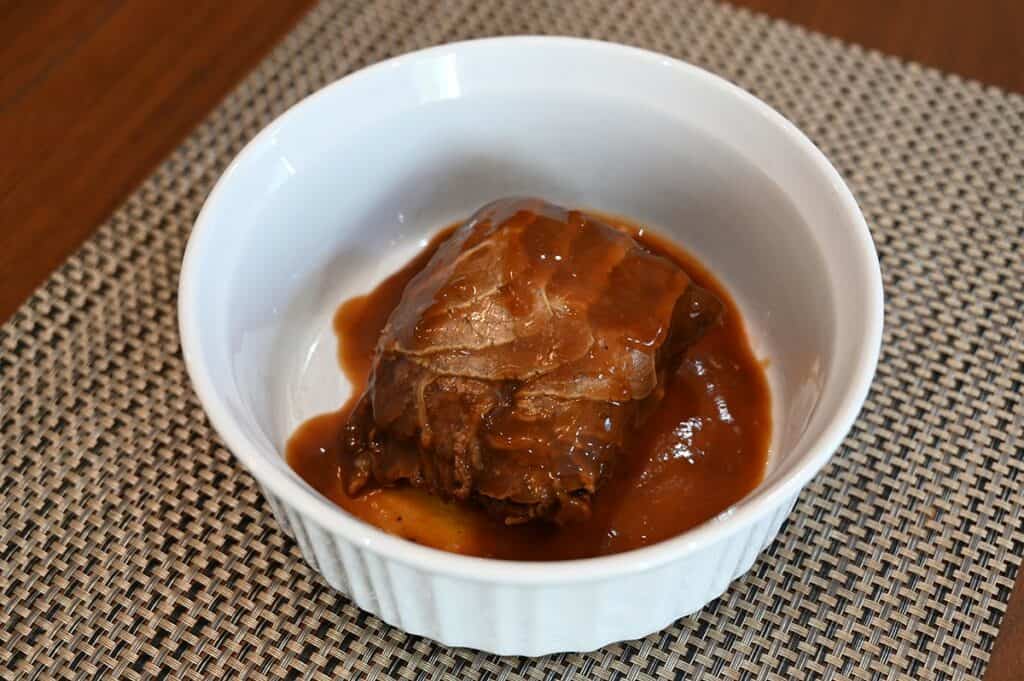 Costco Stoney Creek Shaved Beef Au Jus Before Heating in oven safe dish