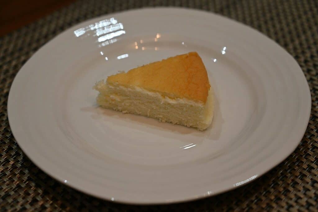 Costco Delcato Japanese Style Cheesecake piece served on a plate