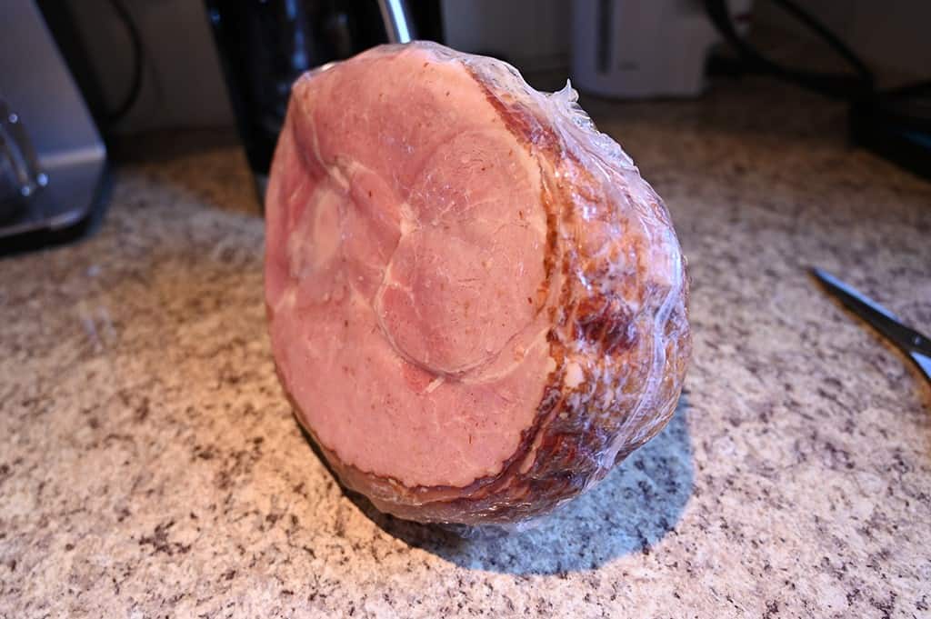 The Spiral Sliced Ham sealed in its plastic wrapper.