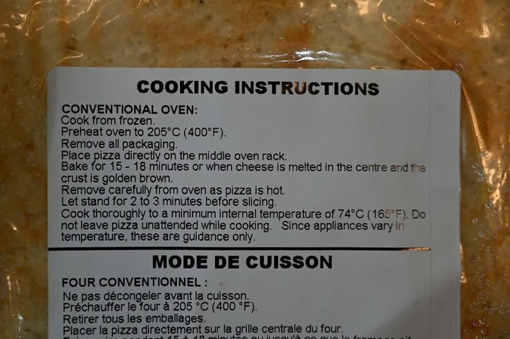 Costco Molinaro's Gluten-Free Roasted Vegetable Cauliflower Crust Frozen Pizza cooking instructions