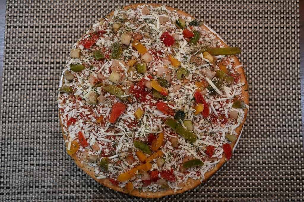 Costco Molinaro's Gluten-Free Roasted Vegetable Cauliflower Crust Frozen Pizza before baking