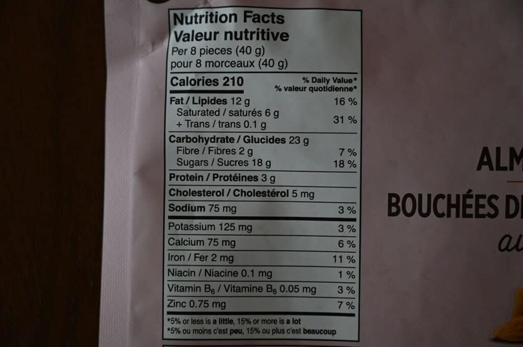 Costco OMG! Milk Chocolate Almond Toffee Clusters Nutrition Facts