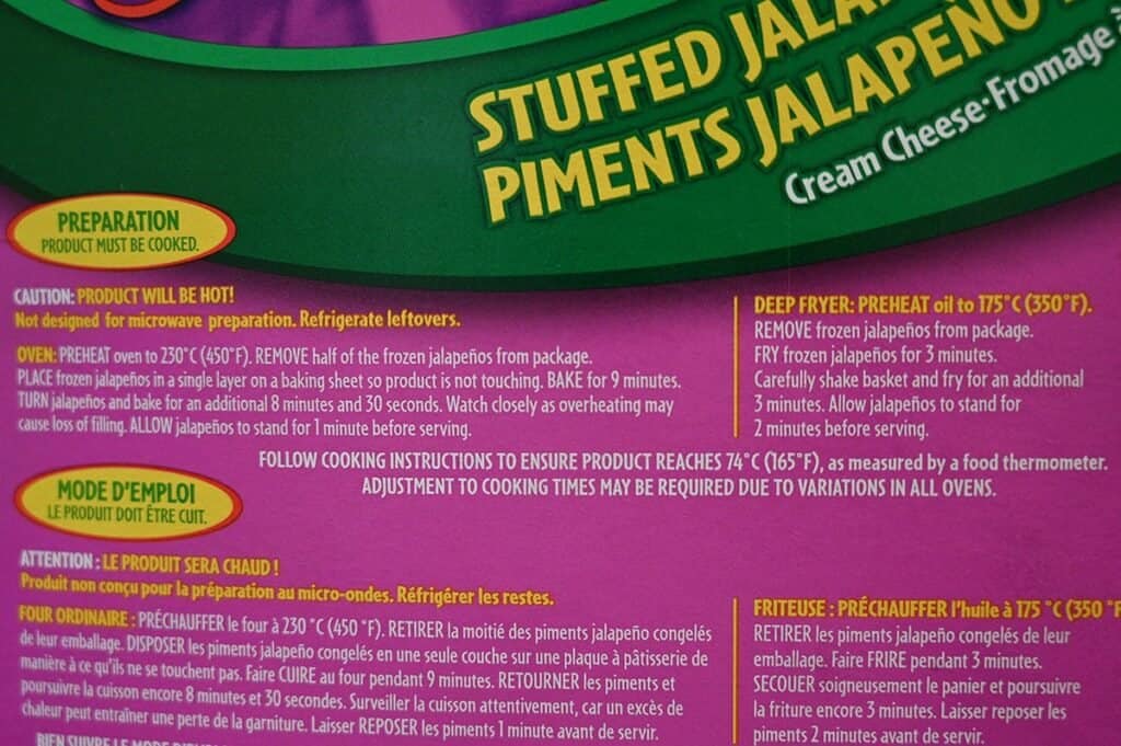 Costco The Original Poppers Stuffed Jalapenos cooking directions