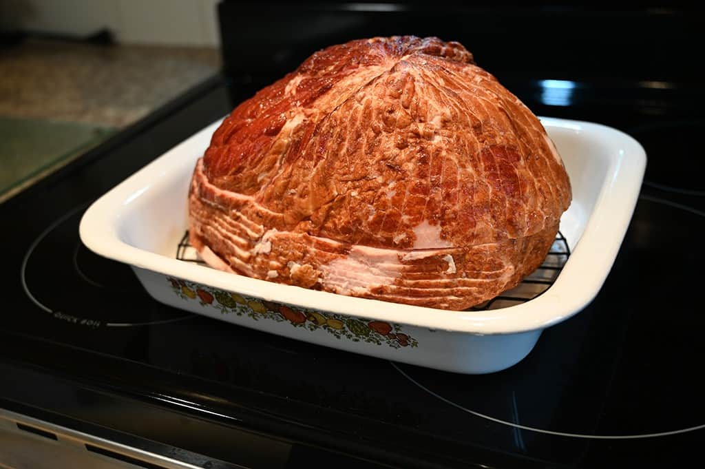 The Spiral Sliced Ham ready to be covered with aluminum foil and cooked.
