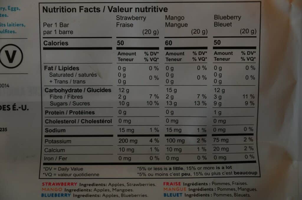 Costco That's It Mini Fruit Bars Nutrition Facts