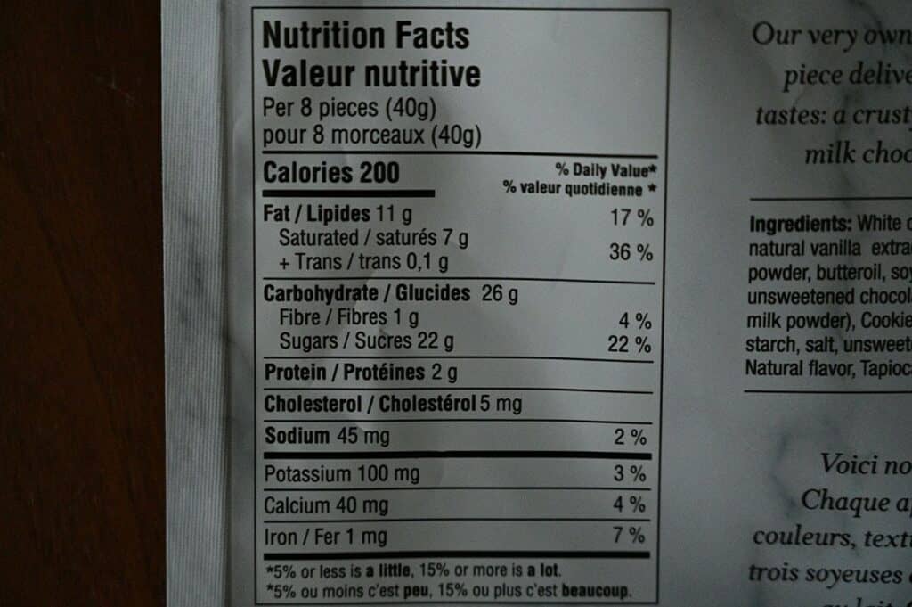 Costco Lamontagne Tuxedo Cake Bites Nutrition Facts