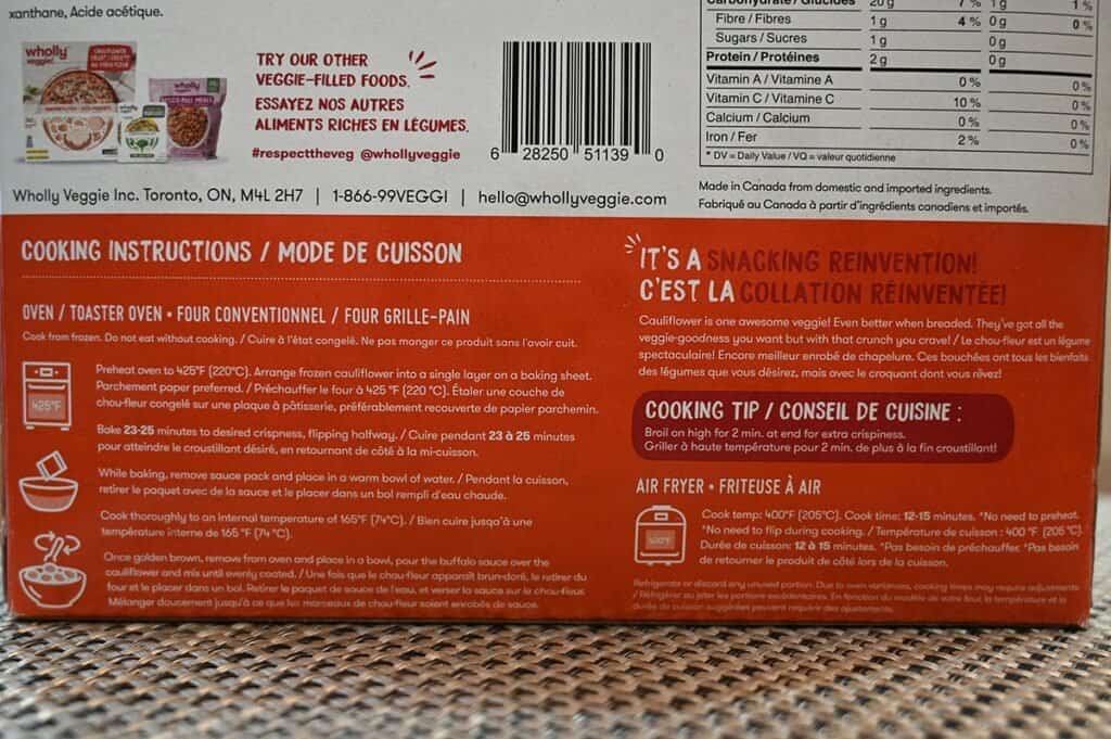 Costco Wholly Veggie Buffalo Cauliflower Cooking Instructions
