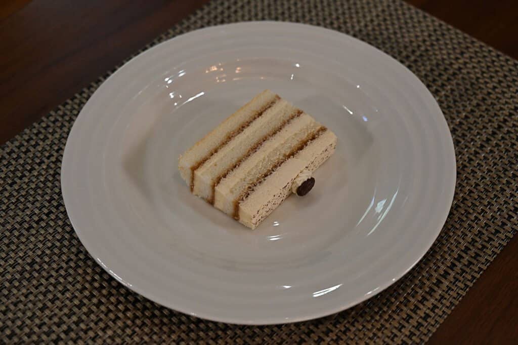 A slice of the Costco Tiramisu Cake.