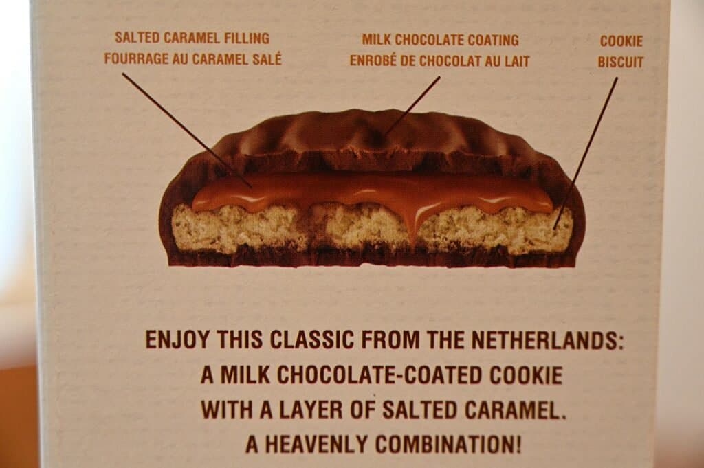 Costco Le Chic Patissier Chocolate Caramel Dutch Cookies product description on box 