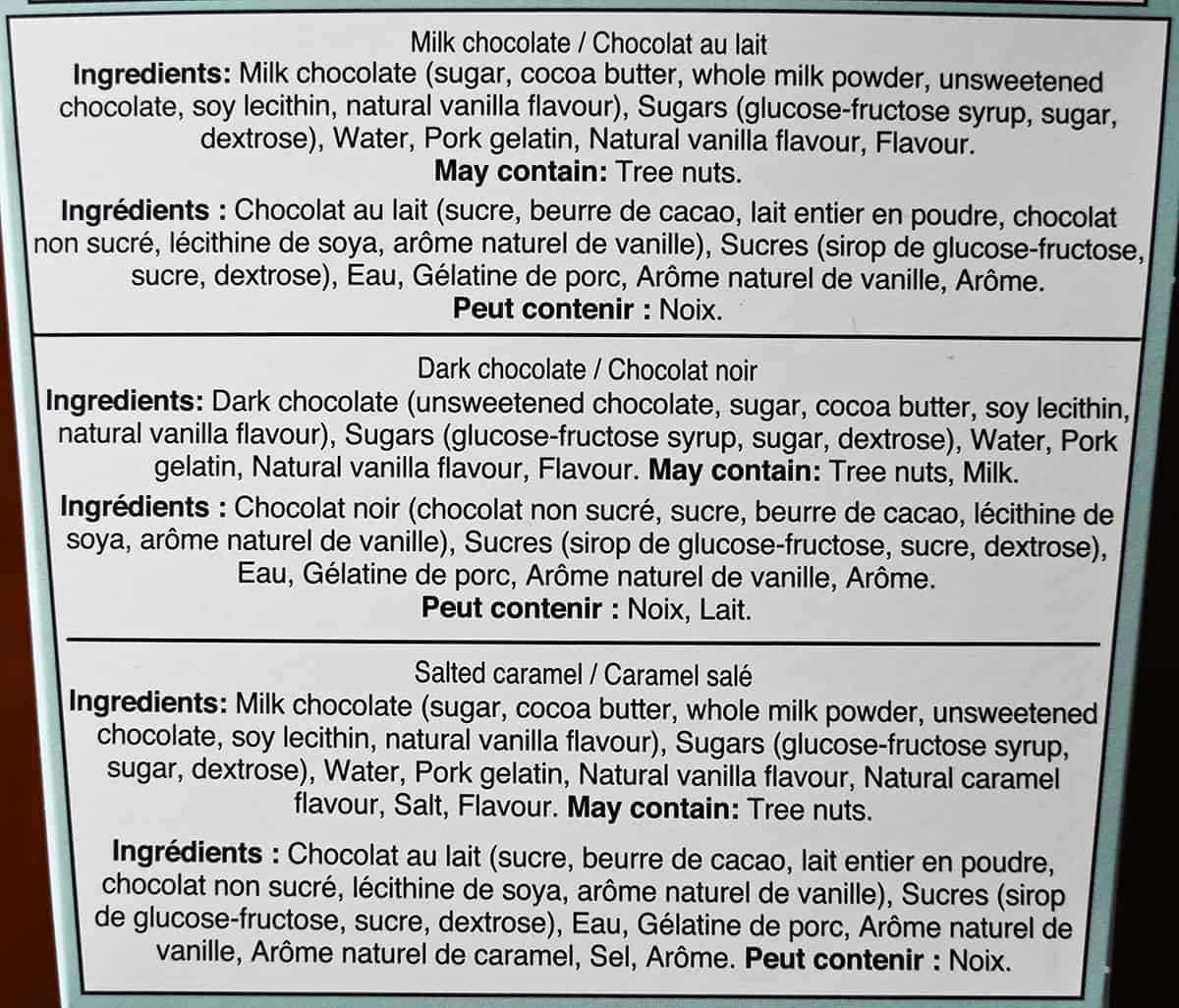 Image of the ingredients from the back of the box.