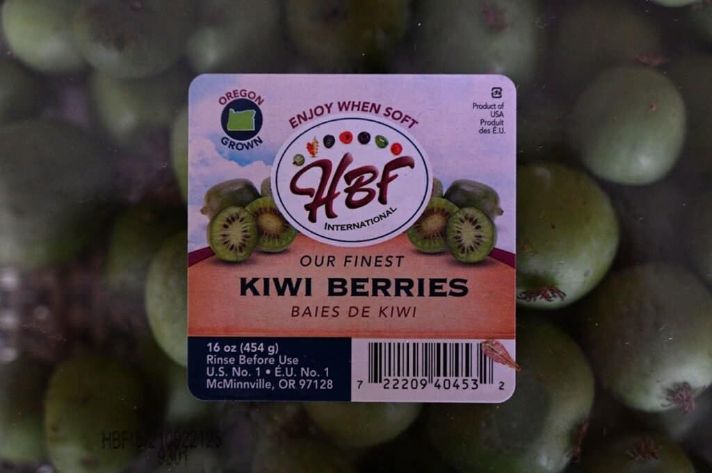 Costco HBF Kiwi Berries label on plastic container they come in 