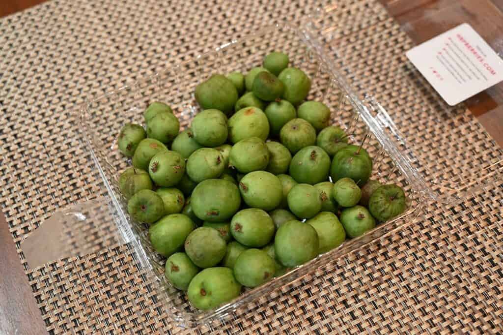 Costco HBF Kiwi Berries package opened with kiwi berries shown