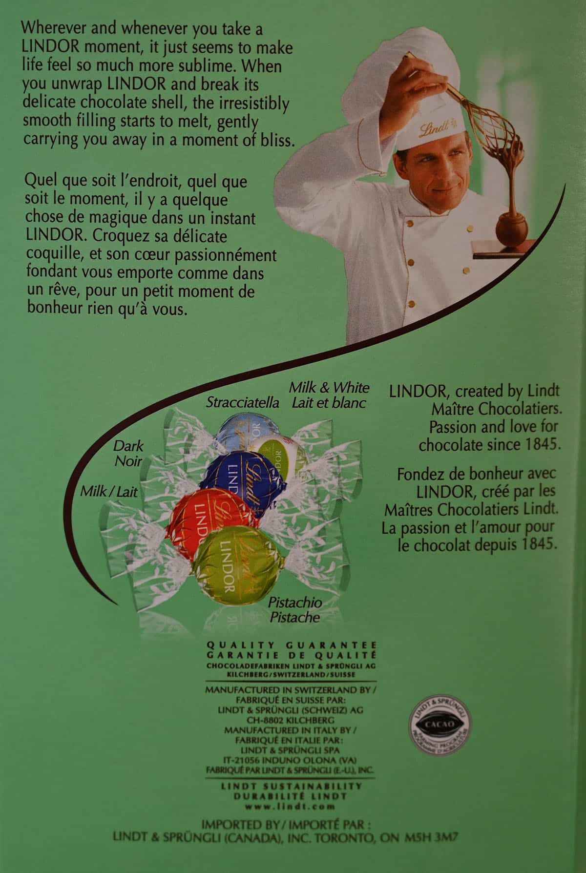 Image of the Easter limited edition product description from the back of the box.