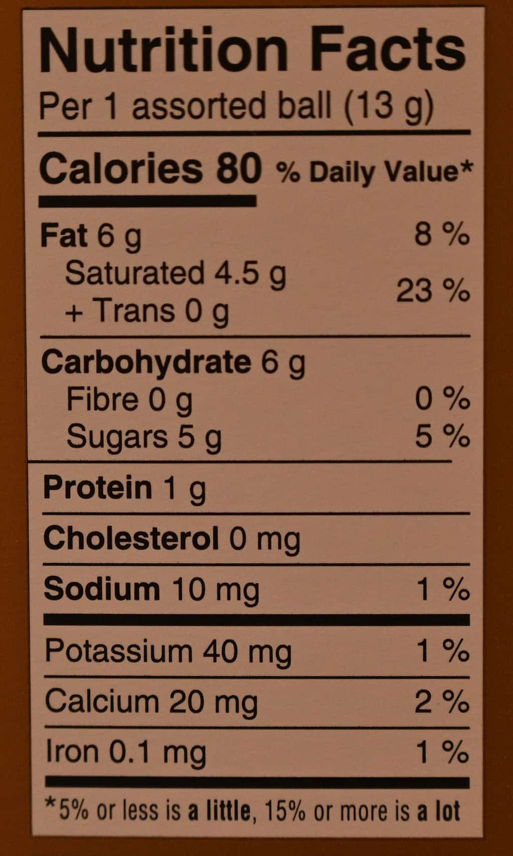 Costco Lindt Lindor Assorted Chocolate Nutrition Facts