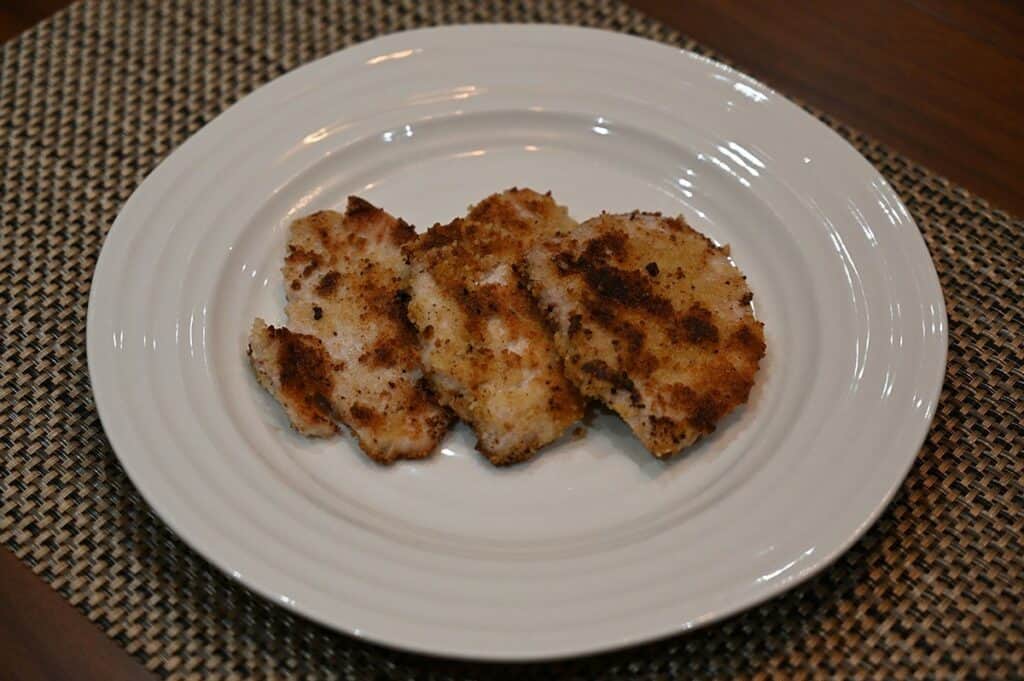 Costco Ventera Pork Schnitzel prepared without sauce on top 