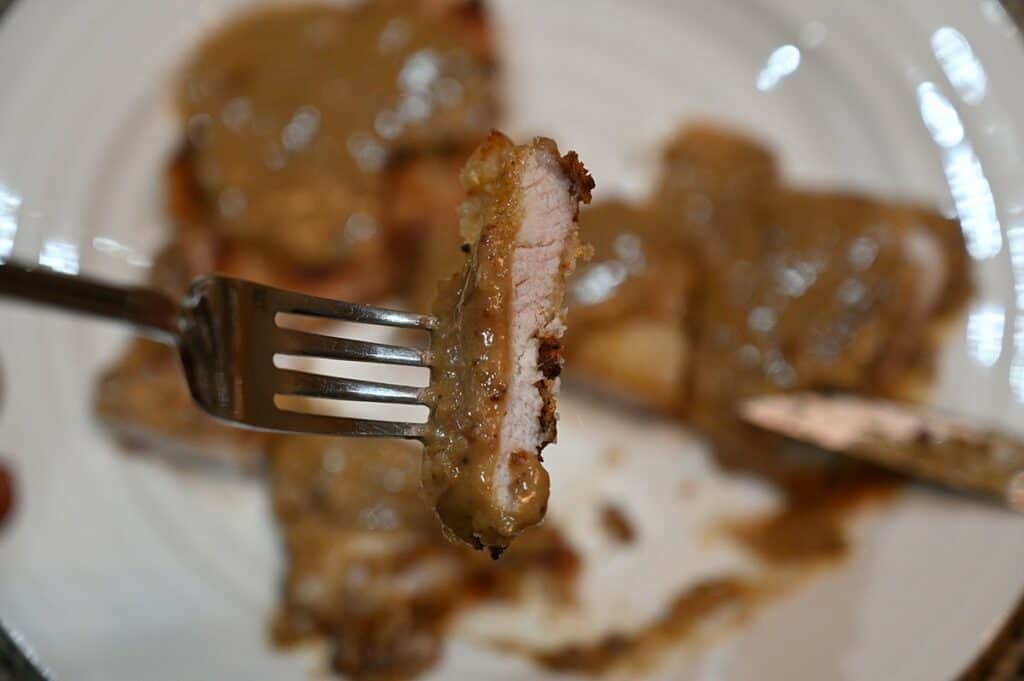 Costco Ventera Pork Schnitzel close up of schnitzel with a bite taken out of it