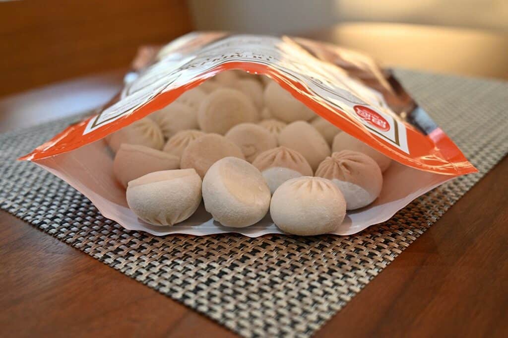 Costco Synear Soup Dumplings open bag with dumplings in it