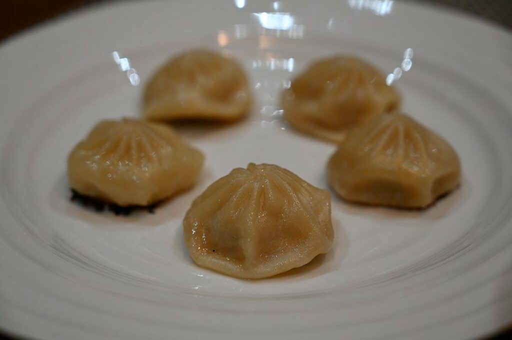 Costco Synear Soup Dumplings cooked and on a plate