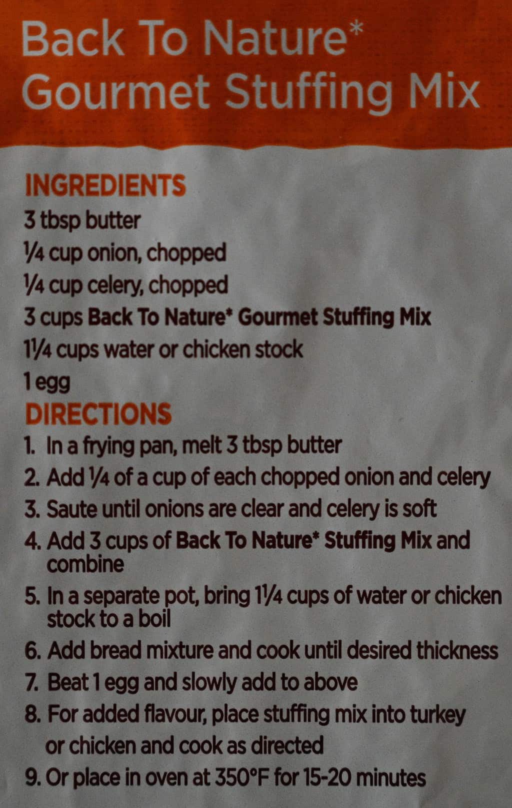 Costco Back to Nature Gourmet Stuffing Mix Review Costcuisine