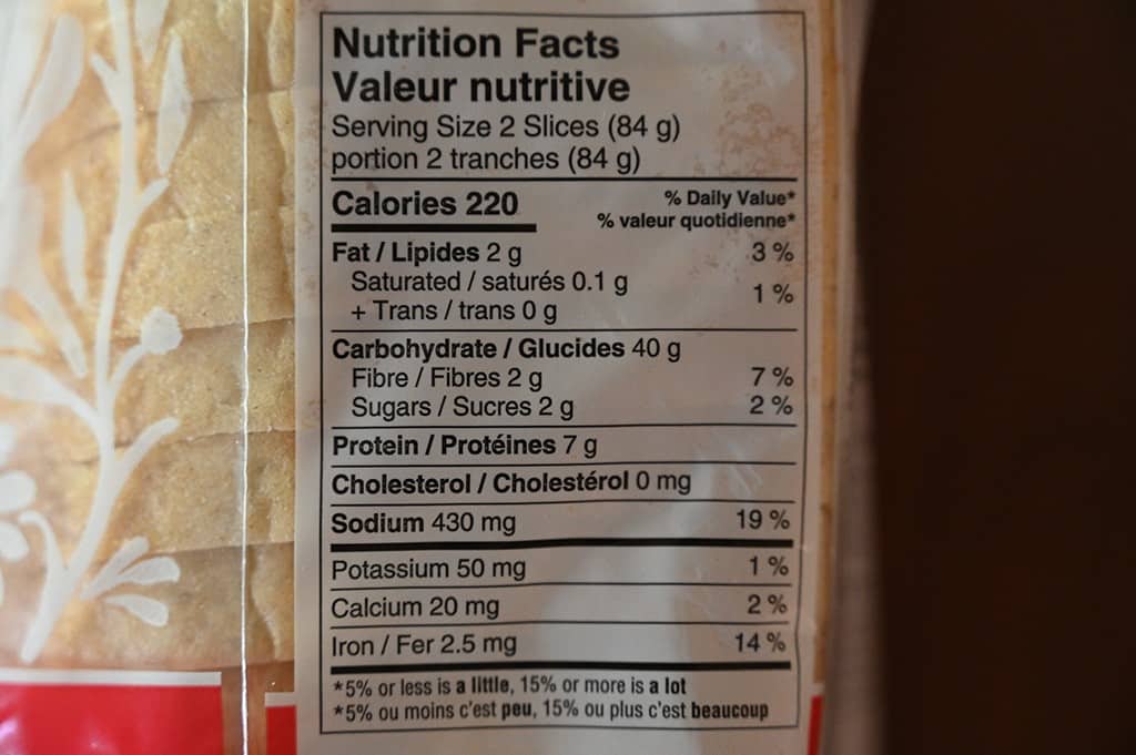 Costco Vero Vero Heritage Sourdough Bread Nutrition Facts