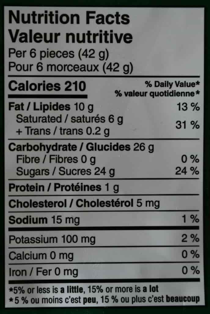 Image of the Costco After Eight Assorted Mint Pieces nutrition facts 