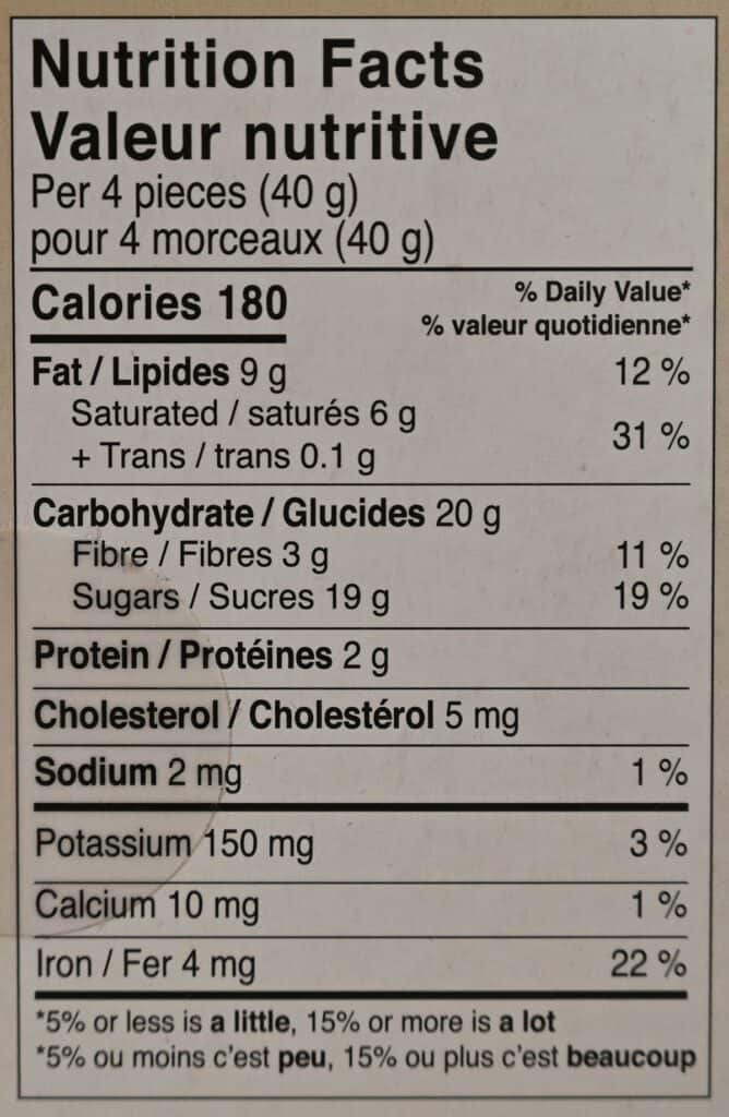 Image of the Costco Kirkland Signature Liquor Collection Belgian Chocolates nutrition facts