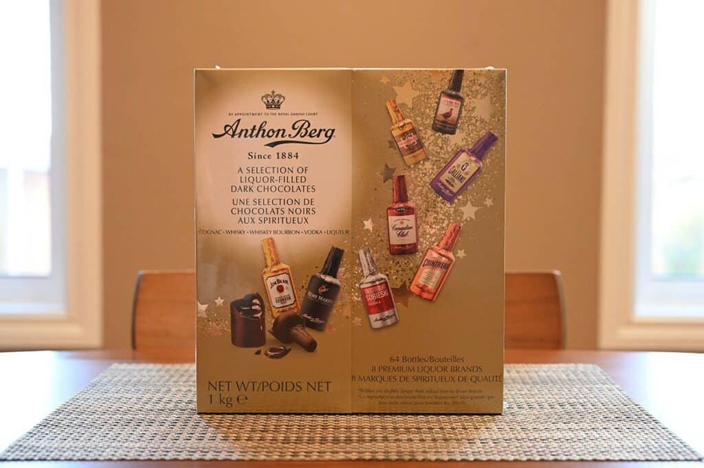 A box of the Anthon Berg Liquor-Filled Dark Chocolates.