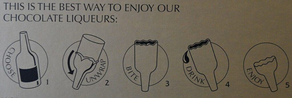 Instructions for eating the chocolates.