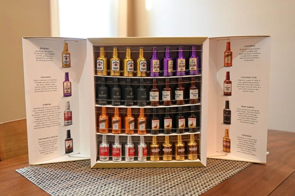A photo of the open box showing the neatly-organized chocolates.