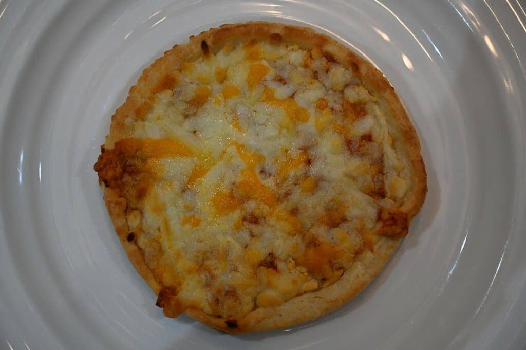 Image of a baked Costco Sabatasso's Pizza Single Cheese Pizza after baking it 