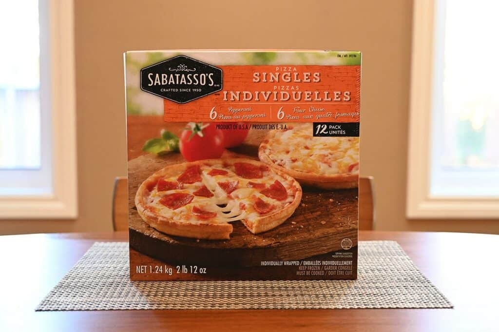 Image of the Costco Sabatasso's Pizza Singles box 