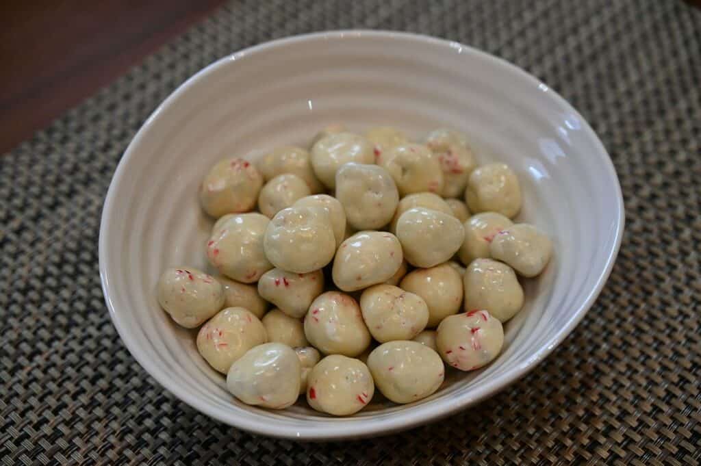 Image of the Trufettes De France Peppermint White Chocolate Bites poured in a bowl 