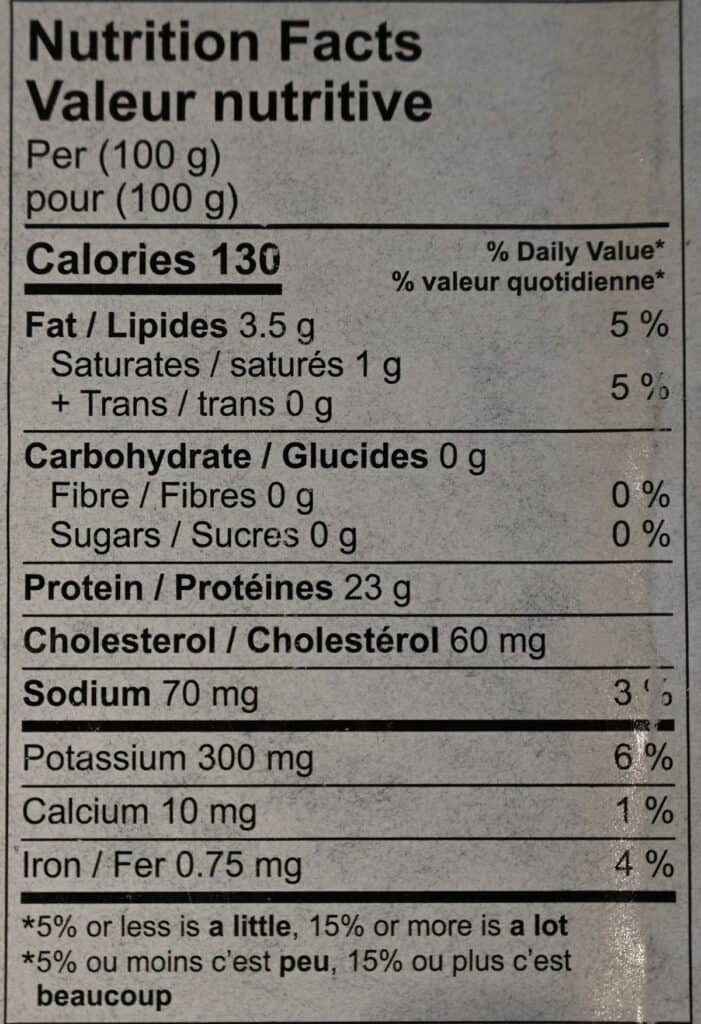 Image of the Costco Lilydale Turkey Breast Roast nutrition facts 