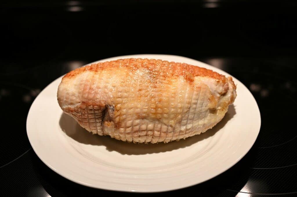 Image of cooked Costco Lilydale Turkey Breast Roast on a plate
