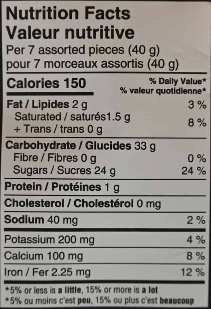 Image of the Costco Waterbridge Allsorts Nutrition Facts