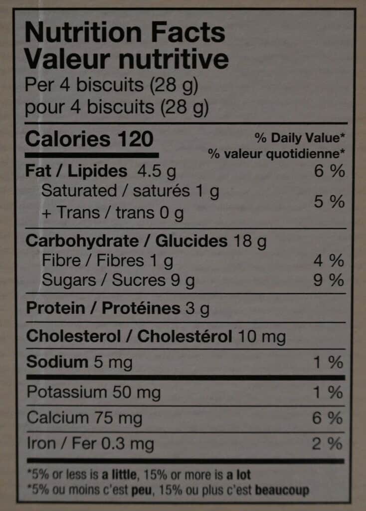 Image of the Costco Kirkland Signature Almond Biscotti nutrition facts 