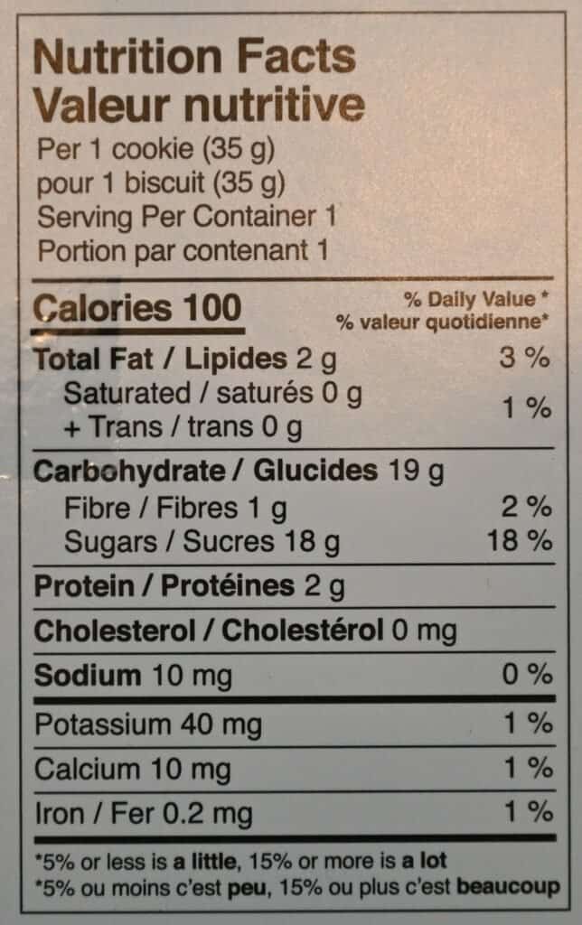 Image of the Costco Di Manno Soft Amaretti Almond Cookies nutrition facts 