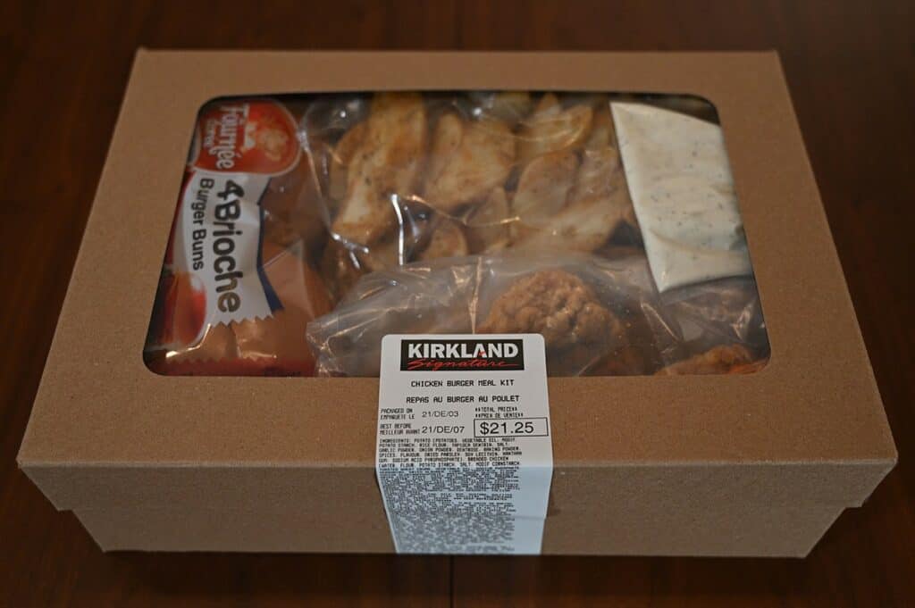 Image of the Costco Kirkland Signature Chicken Burger Meal Kit box 