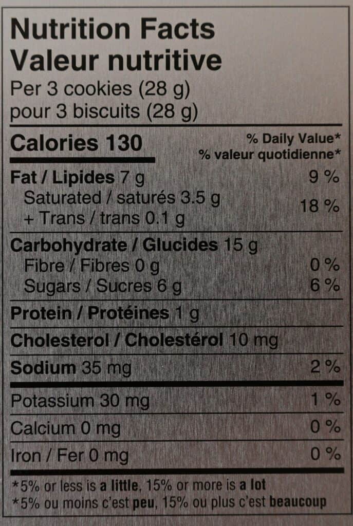 Image of the Costco Isabelle Assorted Cookies nutrition facts