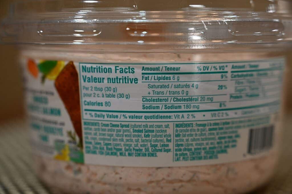 Image of the Costco La Terra Fina Smoked Sockeye Salmon Dip ingredients