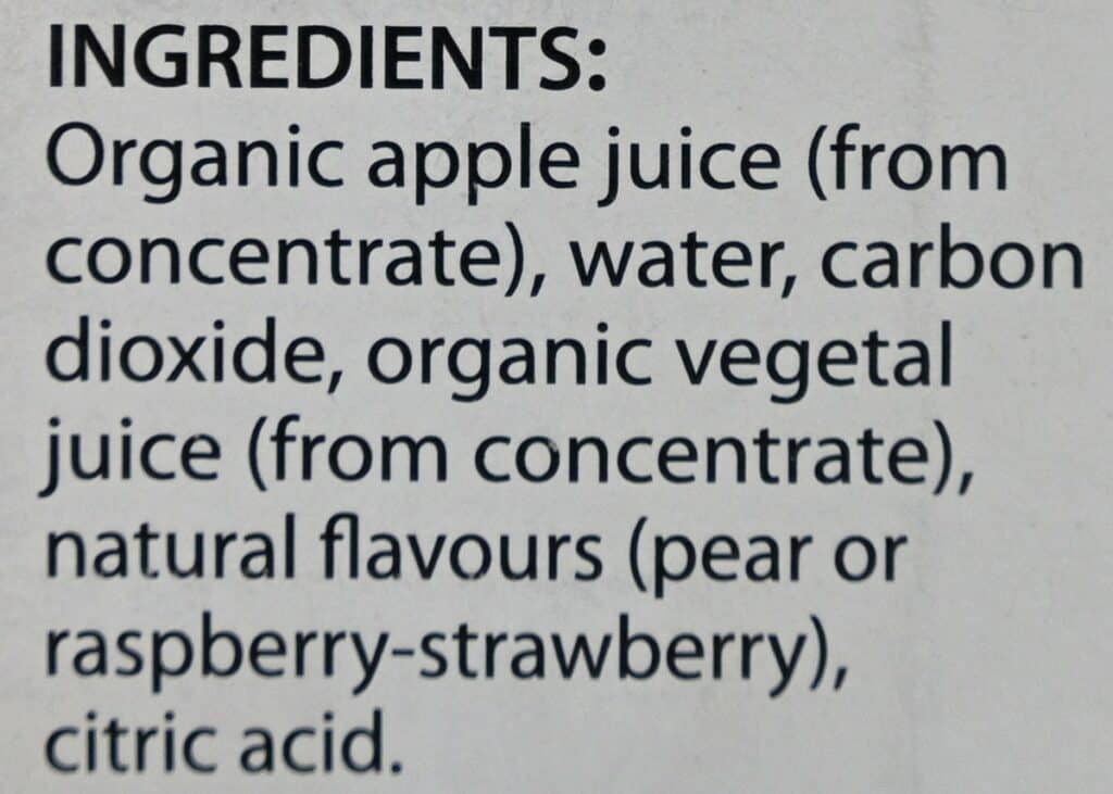 Image of the  Costco Paul Brassac Organic Sparkling Juice ingredients