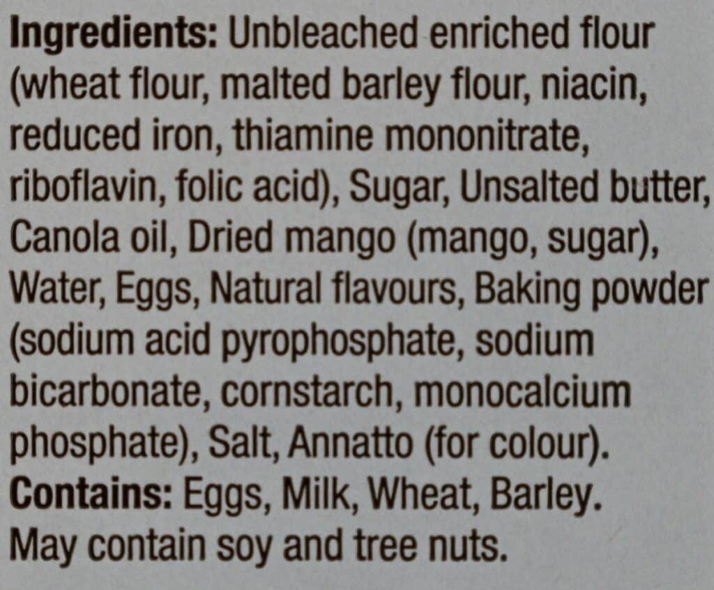 Costco Sugar Bowl Bakery Mango Cake ingredients 