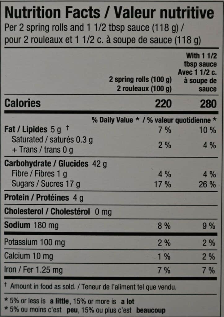 Costco Summ! Apple Pie Rolls nutrition facts label