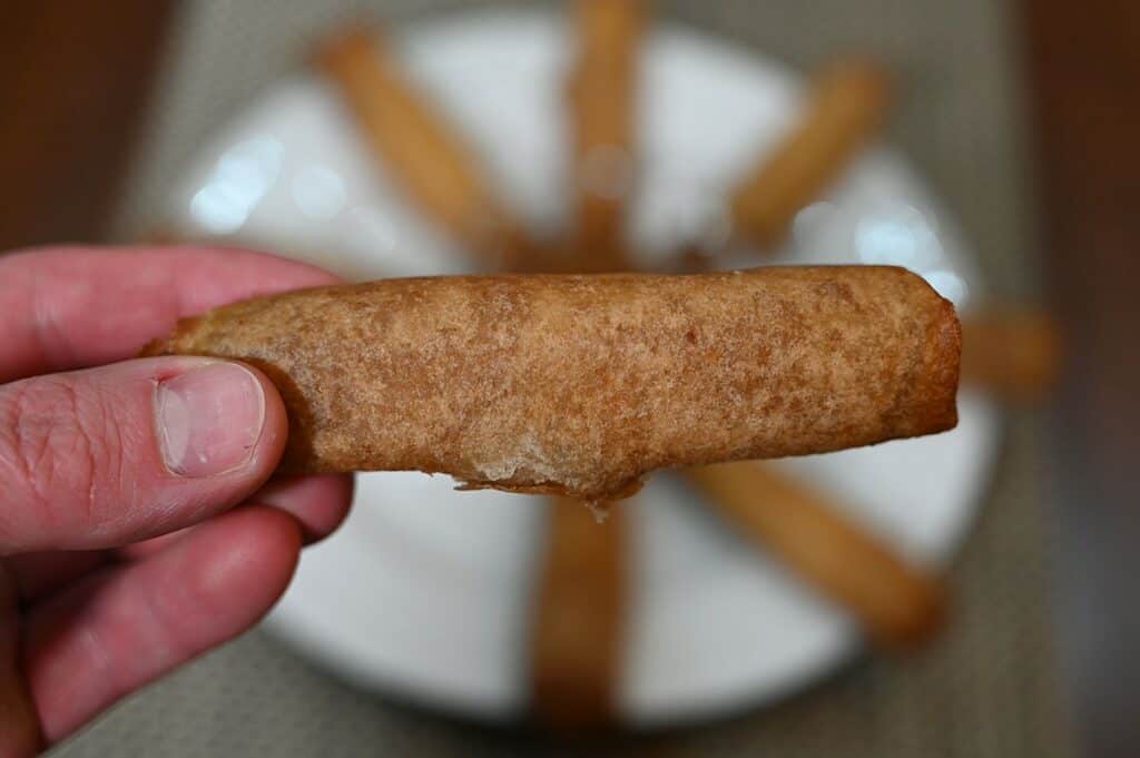 Close up image of one baked Costco Summ! Apple Pie Roll.