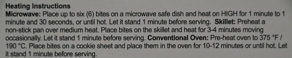 Costco Don Lee Farms Organic Veggie Bites cooking instructions. 