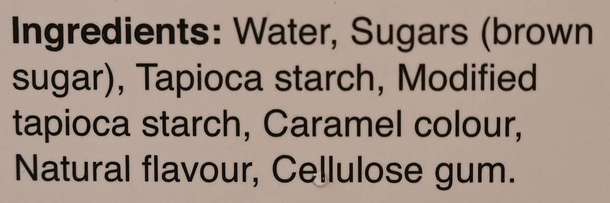 Costco Boba Bam Instant Boba Pack brown sugar boba ingredients list from the package.