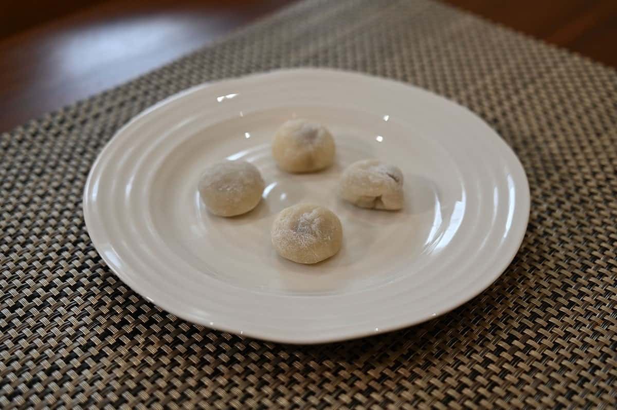 Costco Tropical Fields Boba Milk Tea Mochi on a white plate. 